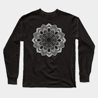 Mandala #24 - Greyscale Long Sleeve T-Shirt